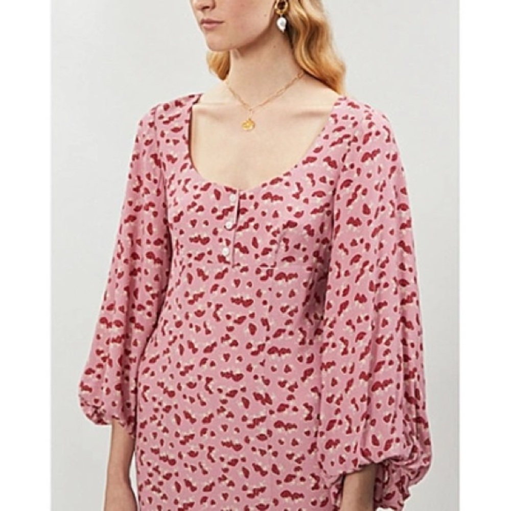 STAUD mushroom print midi dress